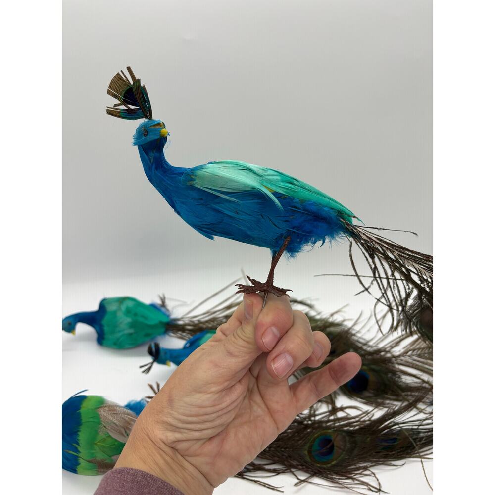 4 vintage Christmas peacocks ornaments holidays festive old fashion - Picture 2 of 7